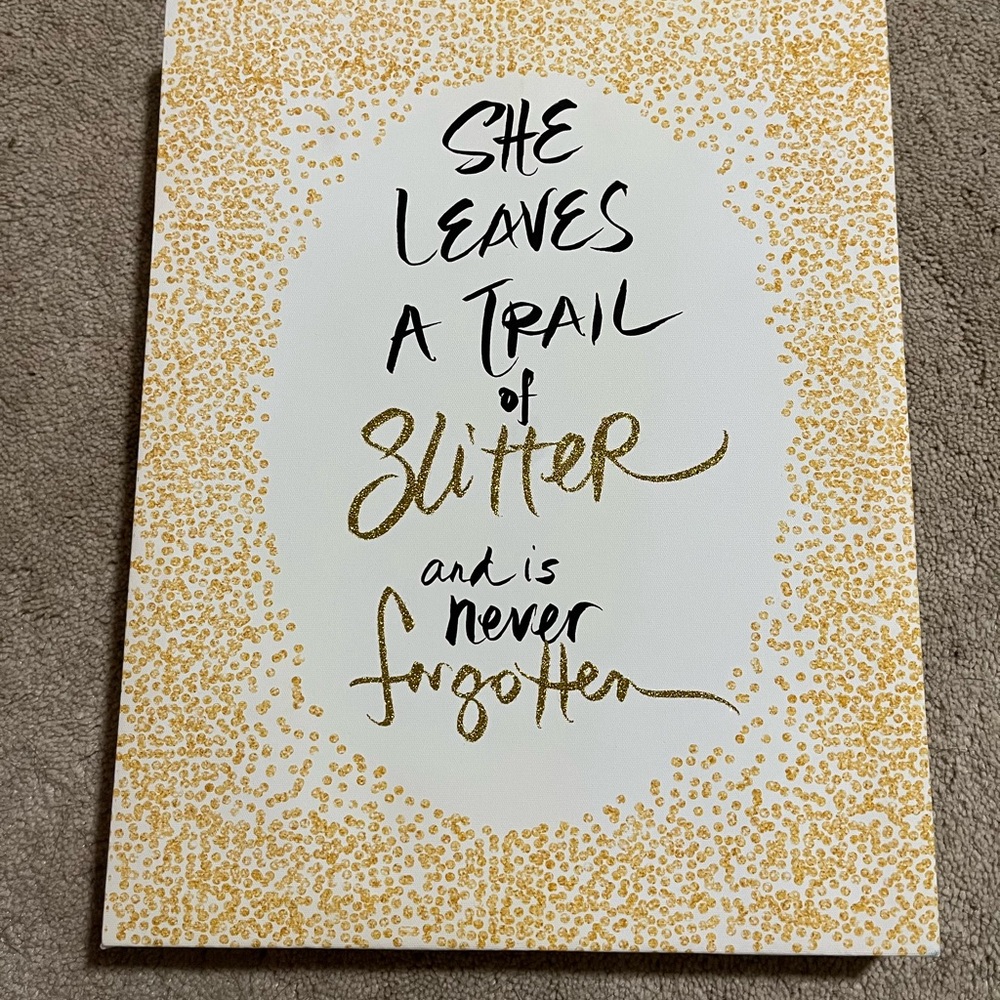 Gold Glitter Inspirational Wall Art Canvas